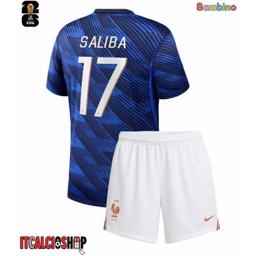 Francia William Saliba #17 Prima Maglia Bambino Mondiali 2026 Manica Corta (+ Pantaloni corti)